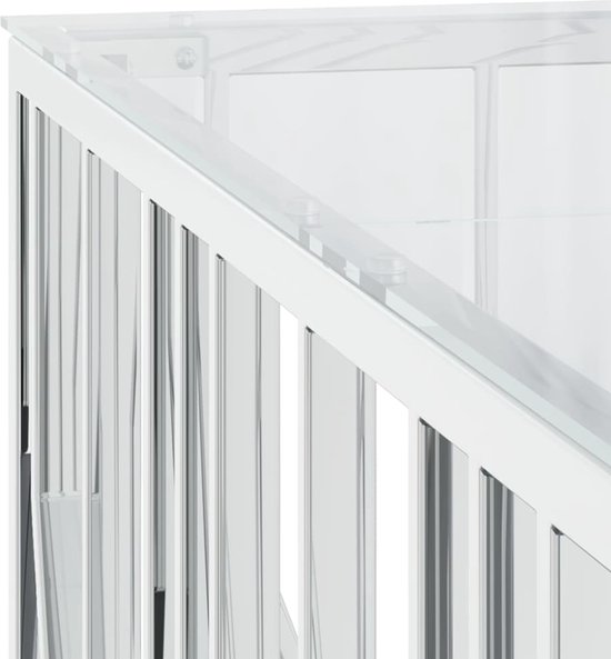 vidaXL Salontafel - 100 x 100 x 50 cm - Table basse en acier inoxydable et verre - Table en acier inoxydable - Table Design - Table basse moderne - Table basse