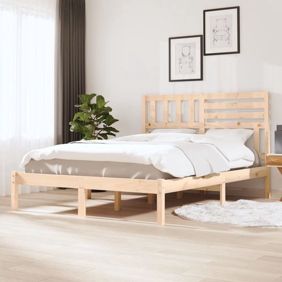 The Living Store Cadre de lit en bois - The Living Store - Encadrements de lit - 205,5 x 126 x 100 cm - Bois de pin Massief