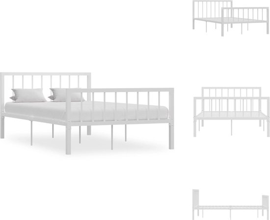 vidaXL Cadre de lit en métal Blanc 120x200 cm - Cadre de lit - Encadrements de lit de lit - Lit double - Lits doubles