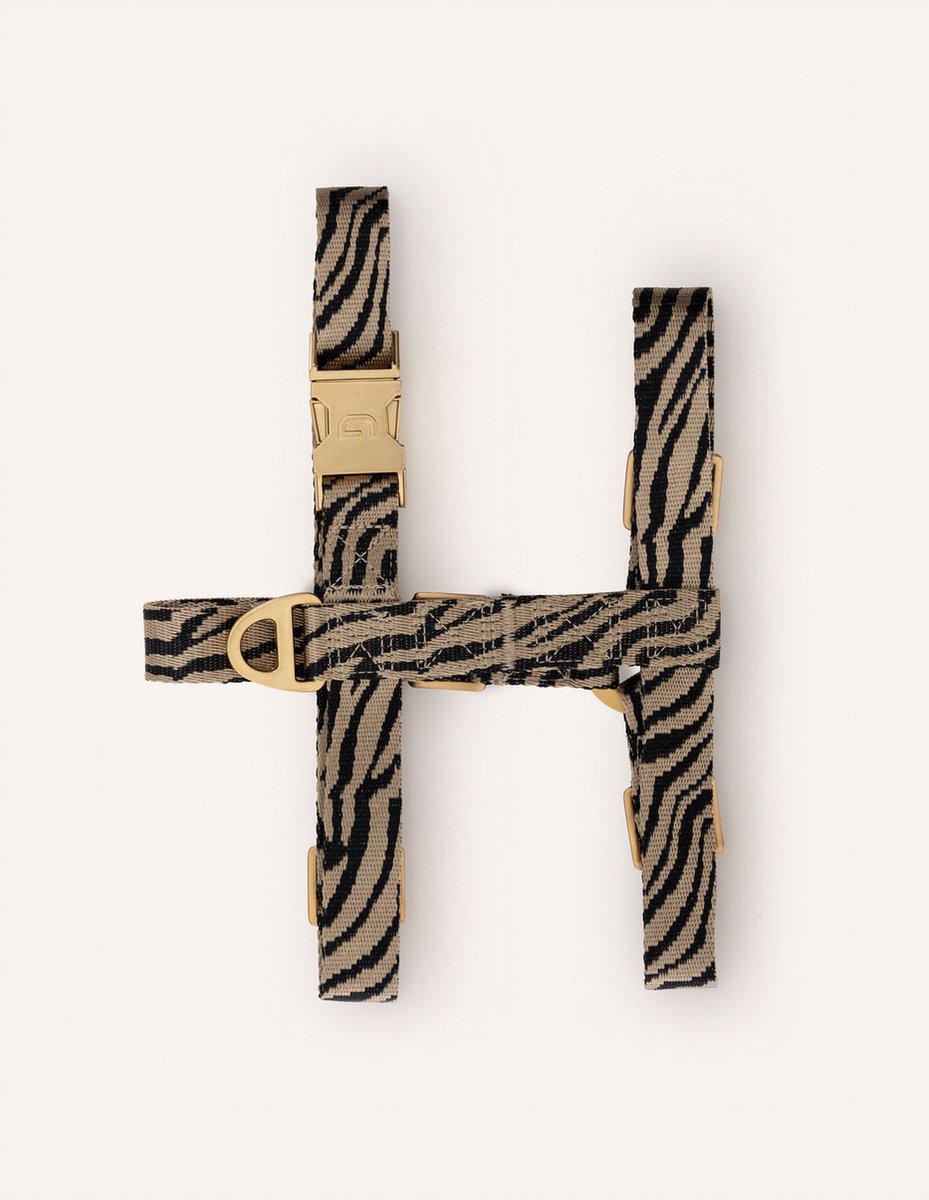 Dogguo Zebra Harness - Hondentuig - Beige Zwart S