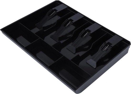 Kassa Lade Insert Lade Vervanging ABS Kassier Geld Opbergdoos 3 Rekeningen 3 Munten met Metalen Clip voor Supermarkt Winkel Hotel(Zwart
