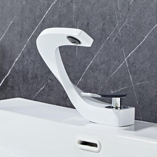 LYGSWDB Waterval Badkamerkraan Messing - Enkelgreeps Mengkraan Verchroomd Hoog Model
