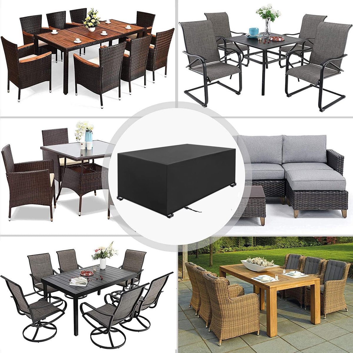 Waterdichte beschermhoes voor tuintafel, 420D Oxford-weefsel, 150 x 150 x 75 cm