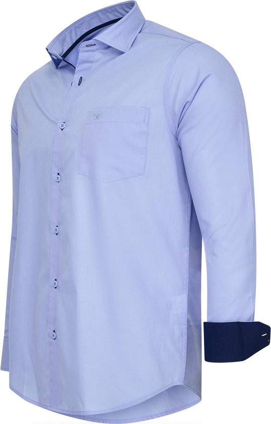 Cappuccino Italia - Chemises Homme Stretch Shirt Milano - Blauw - Taille L