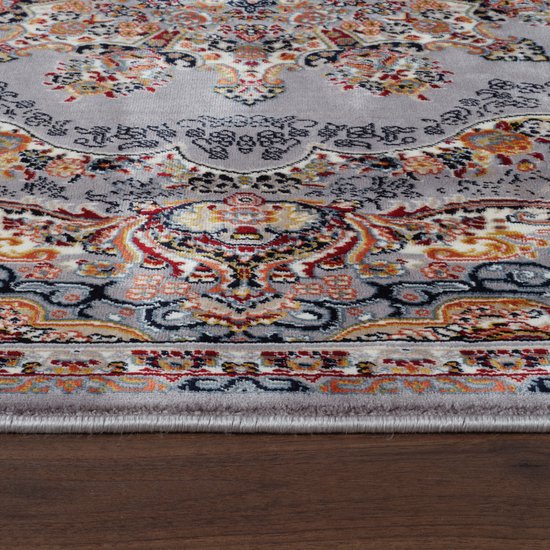 Tapis oriental Ispahan - Poils courts - Tapis Vintage Classique - Grijs / Multi- 80x300 CM