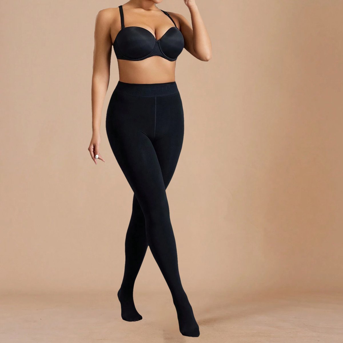 Dames Panty - Fleece - Zwart - Warm - 200G - Maat XL-3XL