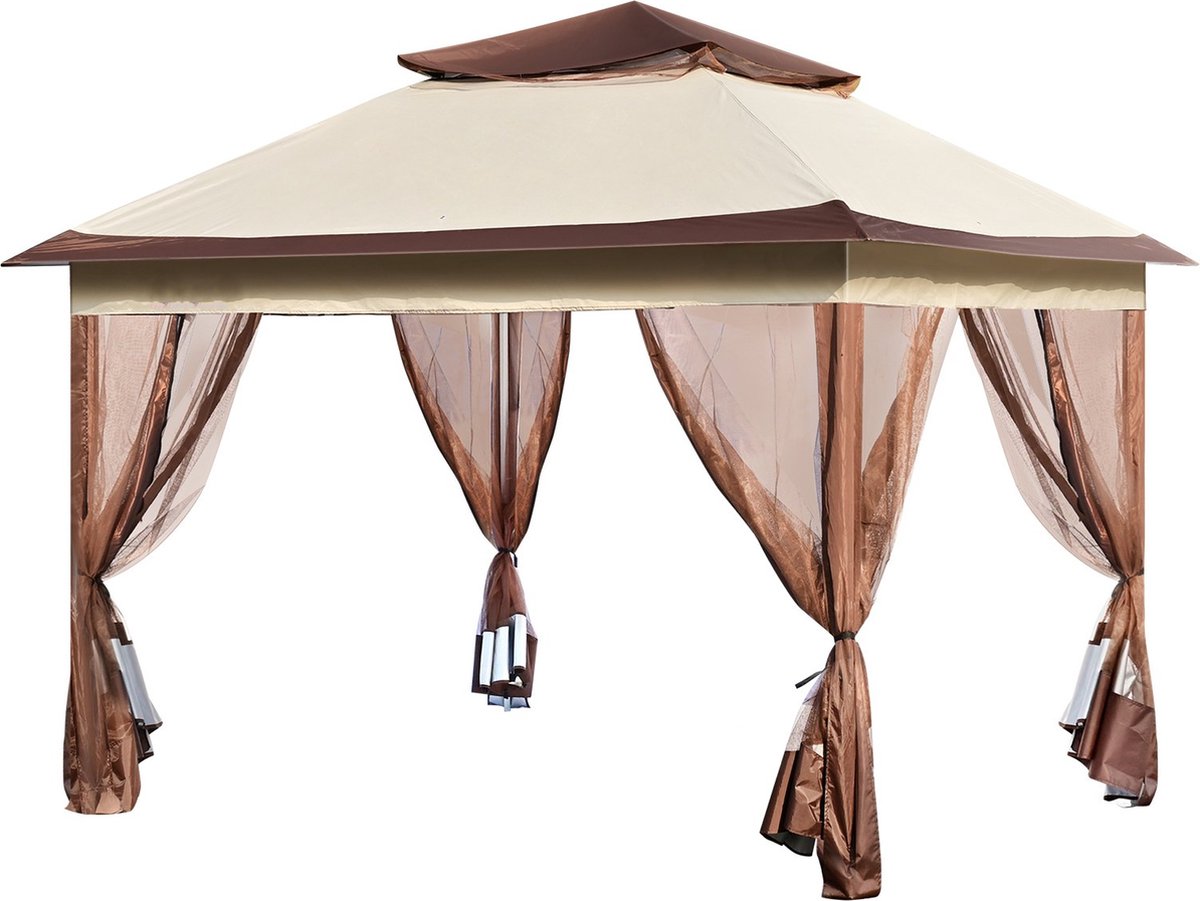 Opvouwbaar paviljoen - Feesttent - 334x334x281 cm - Beige