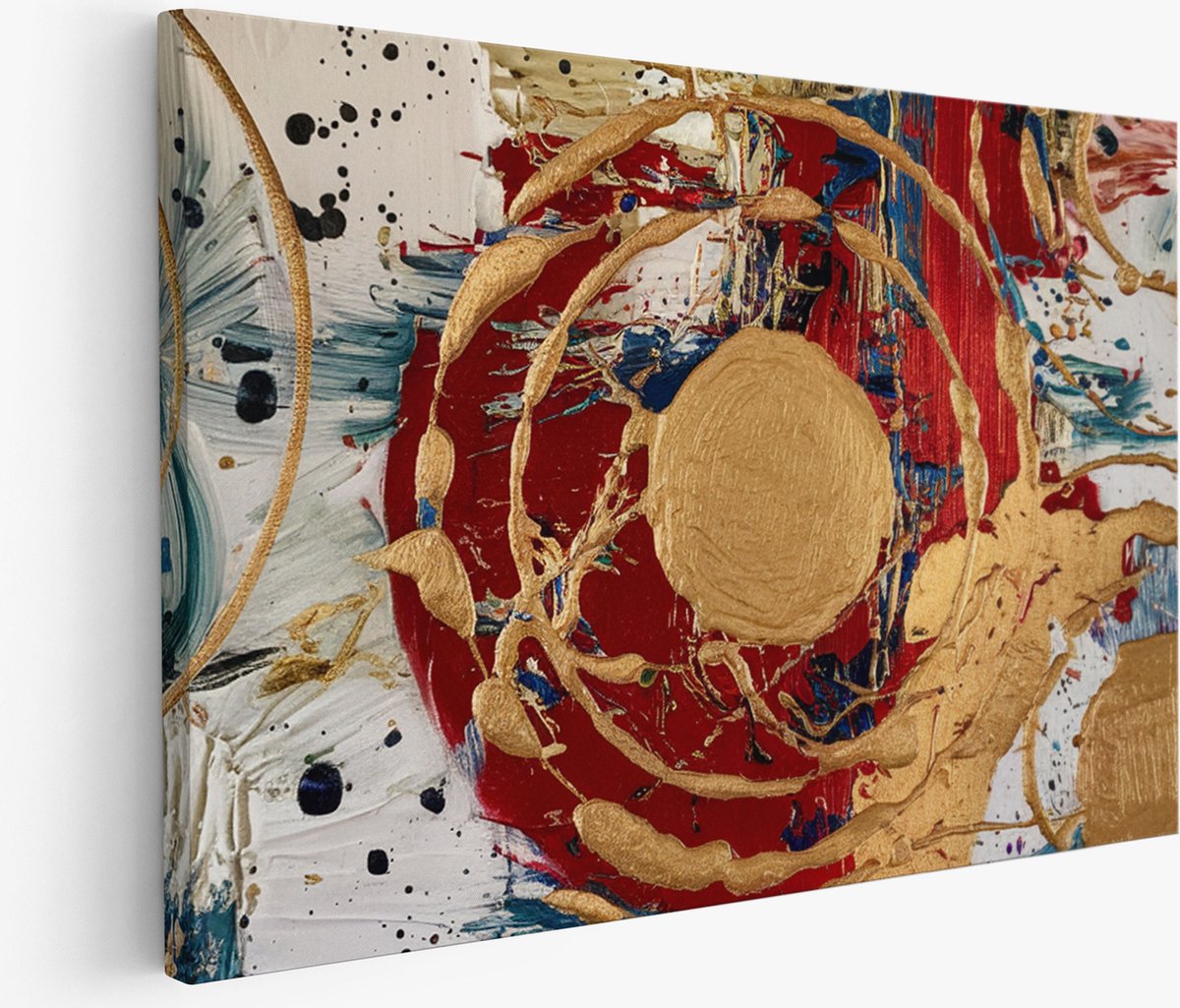 Saammp Muurcirkel Hout - Schotse Hooglander Koe bij een meer - Dieren - Natuur - Ø 80 - Wandcirkel - Wanddecoratie Cirkel - muurdecoratie Woonkamer - Slaapkamer decoratie - Rond Schilderij