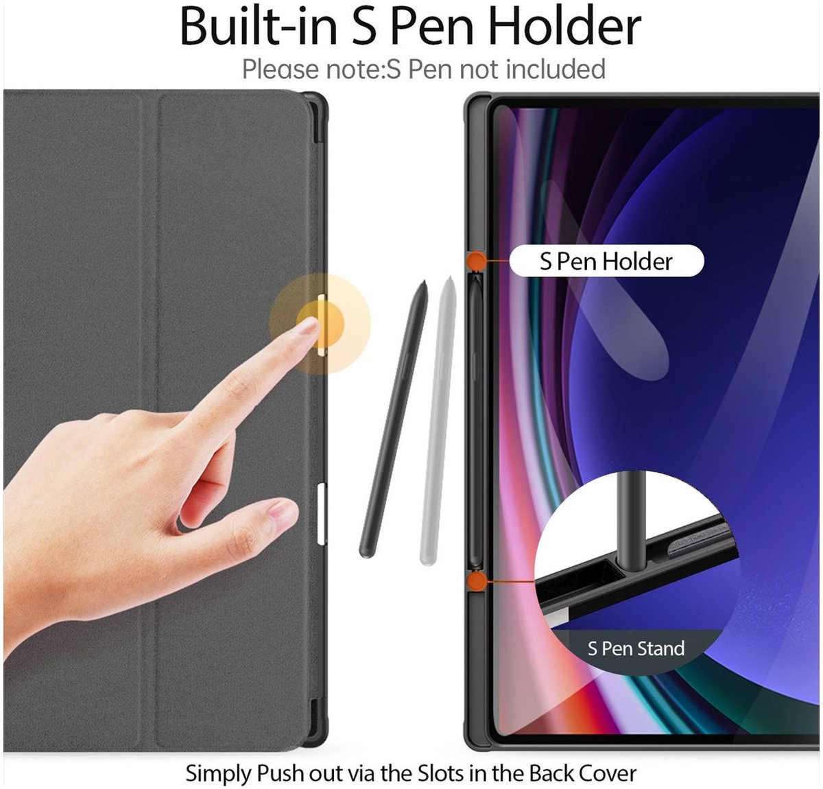 Mobigear Tablethoes geschikt voor Samsung Galaxy Tab S10 Ultra Hoes | Mobigear Domo Bookcase + Stylus Houder - Zwart