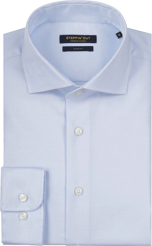 Steppin' Out Overhemd Slim-Fit Twill Lichtblauw - Maat 3XL - Heren - Overhemden Formeel