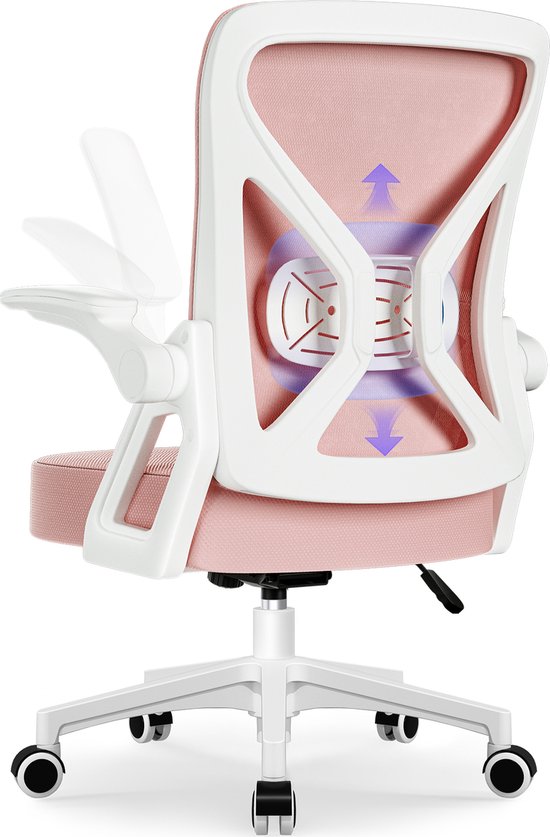 Hiaonyx Ergonomische Bureaustoel met Lendensteun - Roze - Hiaonyx - €79,99