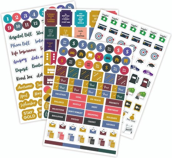 Budget Project Sticker Budget Planner Stickers - 4 vel 261 stickertjes - Sparen, Inkomen ...