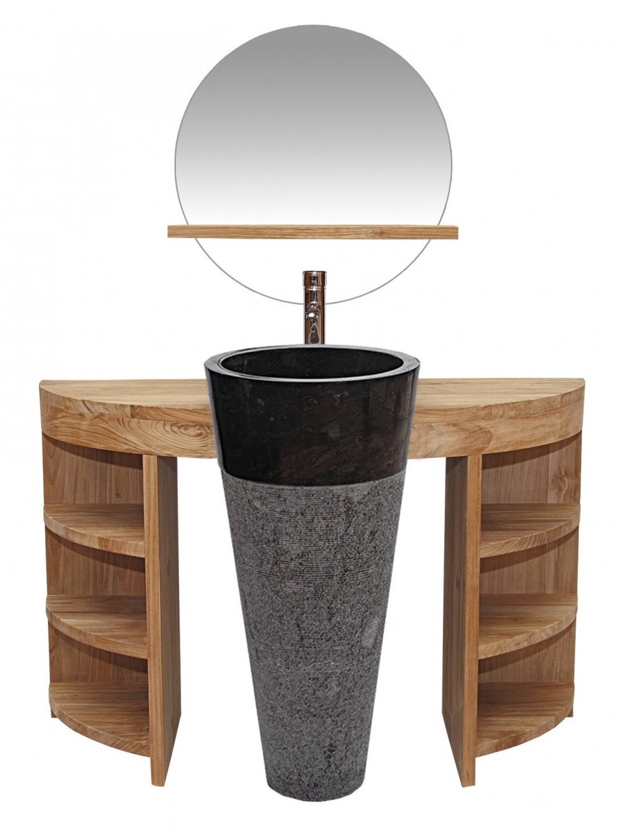 Teakea Pedestal - Teakhouten Badmeubel met Wastafelzuil - 100x40x80