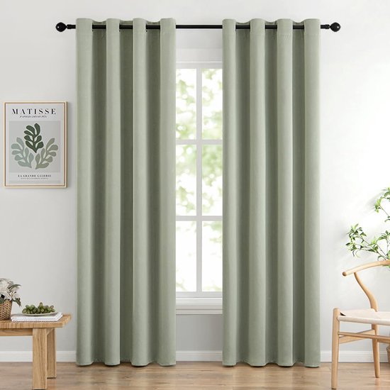 YSTELLAA Waterdicht Gordijnen Set Van 2, 140x260cm(B X H), Warmte-Isolerende Thermische Gordijnen Met Ringen, Ondoorzichtig, Koude, Geluidsbescherming, Voor Woonkamer, Slaapkamer, Lichtgrijs