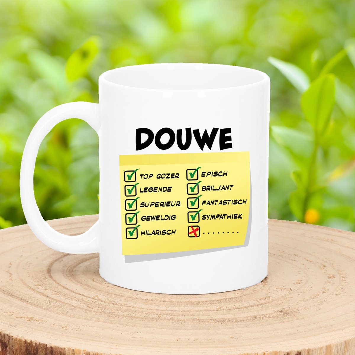 Bellatio Decorations Naam mok Douwe - wit - top gozer - keramiek - 300 ml - cadeau collega beker
