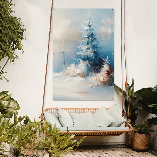 Affiche de jardin 120x180 cm - Décoration de jardin Forêt - Hiver - Nature - Abstrait - Neige - Affiche pour le jardin - Décoration extérieure - Tableau de jardin clôture - Décoration murale sur toile de jardin - Décoration murale sur toile de balcon