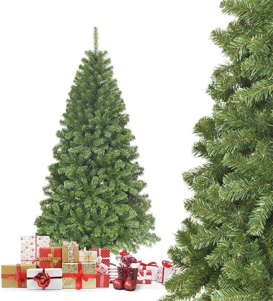 COSTWAY Kunstkerstboom, 180 cm/225 cm, dennenboom met metalen standaard, kerstboom 928/1346 twijgen, pvc-naalden, kunstboom, Kerstmis, klapsysteem, groen (180 cm