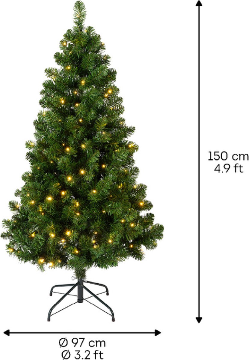 Everlands Imperial Pine Kunstkerstboom - 150 cm hoog - Met verlichting met twinkel functie – foto 7