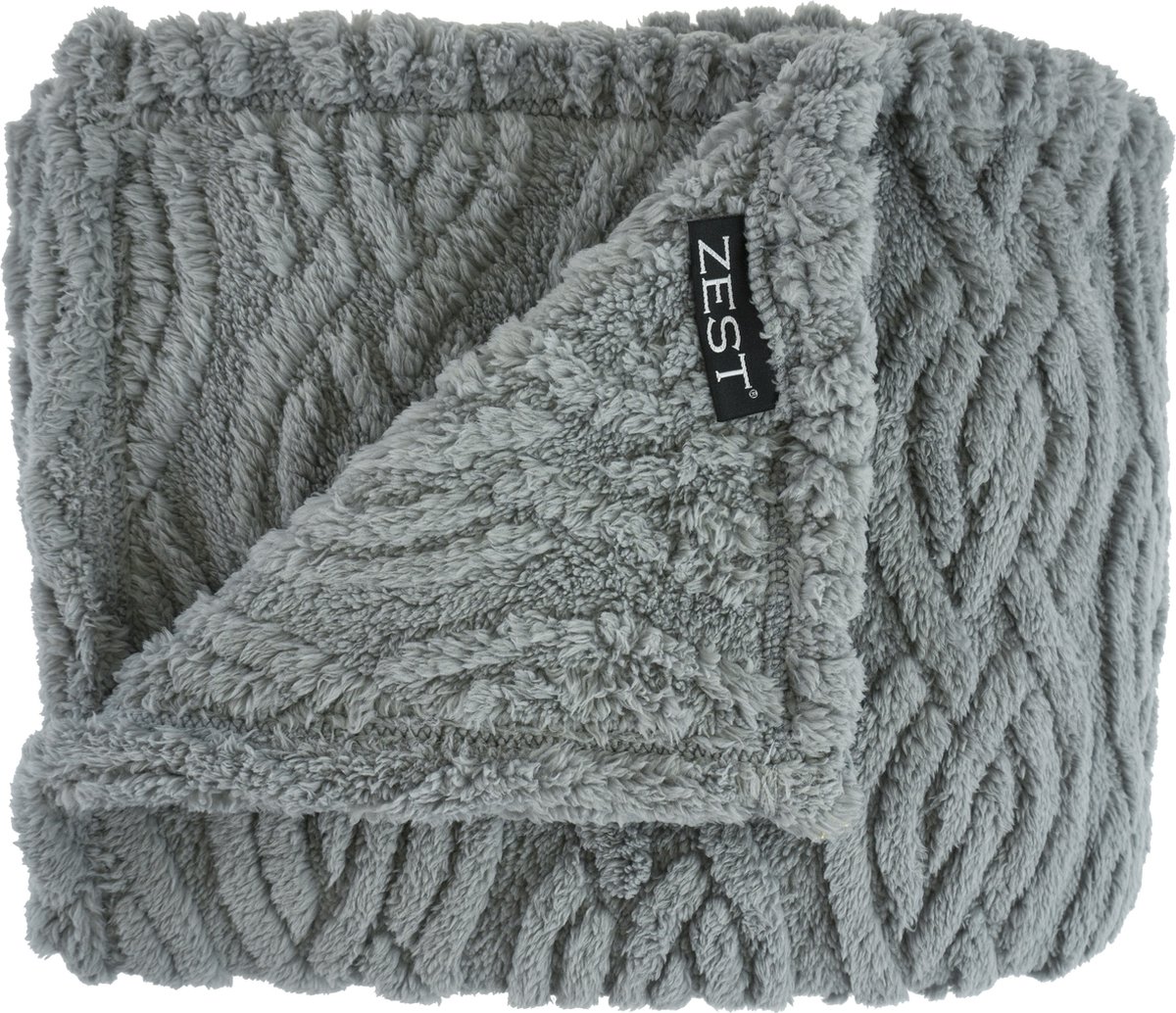 Zest - Fleece plaid - Super zacht Teddy plaid - Lichtgrijs - 130x170 cm - Zachte teddy stof – voor een knus en warm gevoel - Geweven kabelstructuur - Pluist niet, ook niet na het wassen - Heel warm en zacht- Oekotex certificaat - GAEVE