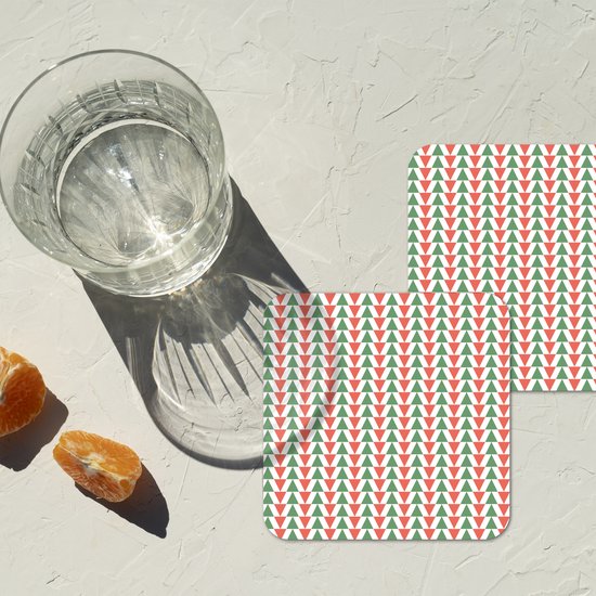 Sous-verres pour verres - Noël - Motifs - Driehoek - 10x10 cm - Sous-verres en verre - 6 pièces