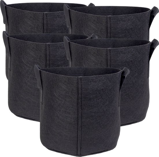 Intirilife Lot 10 Sacs De Plantation 20 Litres - Tissu Non Tissé Avec Poignées, 30x25cm