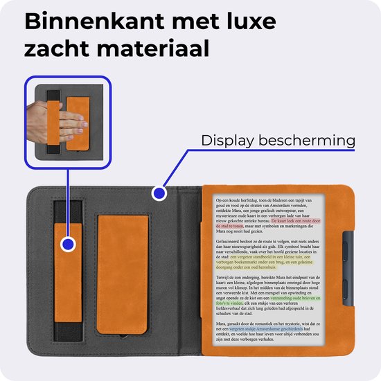 Hoesje Geschikt voor Kobo Libra Colour Hoesje Leer Luxe Bescherm Case Met Screenprotector - Hoes Geschikt voor Kobo Libra Colour Leren Hoes Book Cover - Bruin van Hoesje  — afbeelding 5