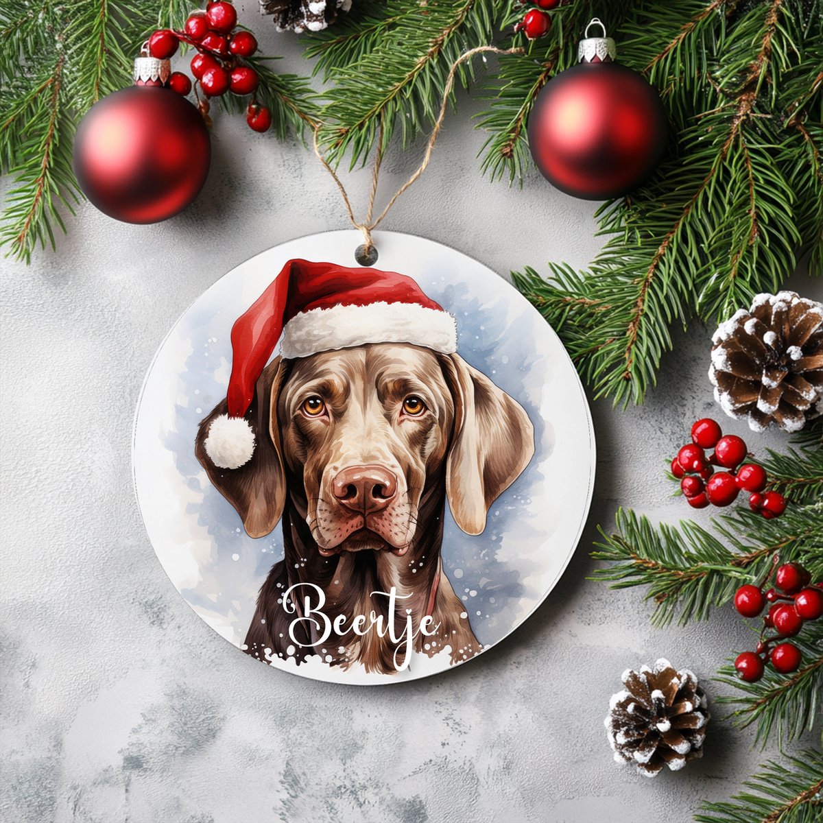 Kerstboom hanger Weimaraner met naam