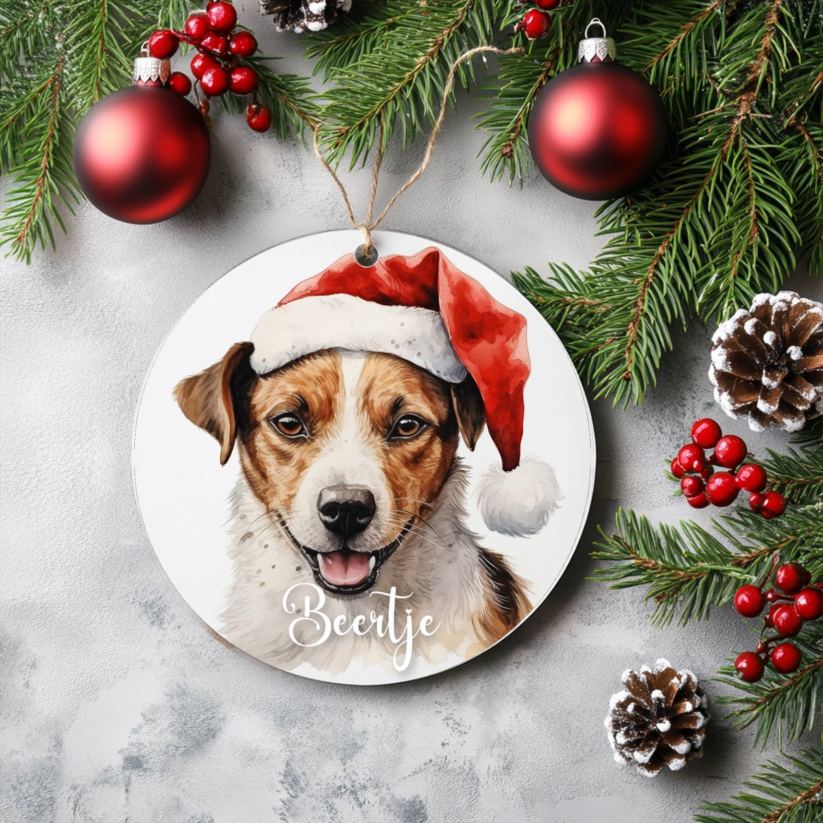 Kerstboom hanger Jack Russel met naam