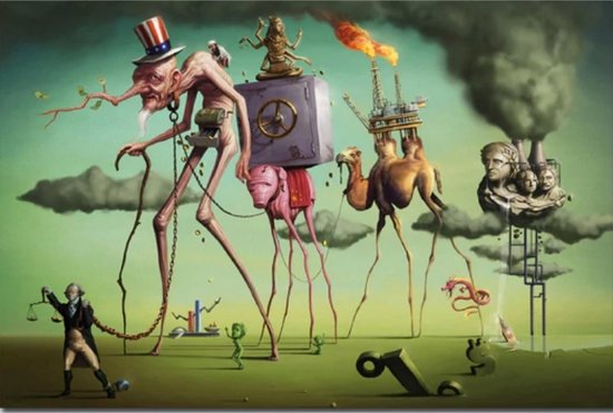 Allernieuwste.nl® Canvas Schilderij Salvador Dali Surrealistisch - Reproductie - Poster - Mens - Dier - Kunst - 50 x 70 cm - Kleur