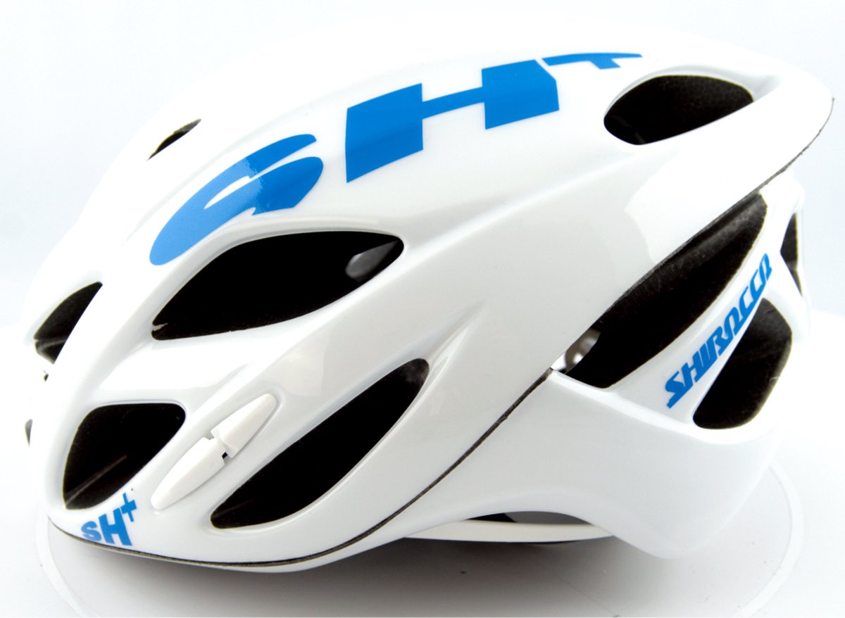 SH+ Fietshelm - SHIROCCO - Unisex - Lichtgewicht 260 gram - 19 Ventilatiegaten - Gemaakt in Italië - Voor een hoofdomtrek van 58 tot en met 61 CM - Wit Blauw