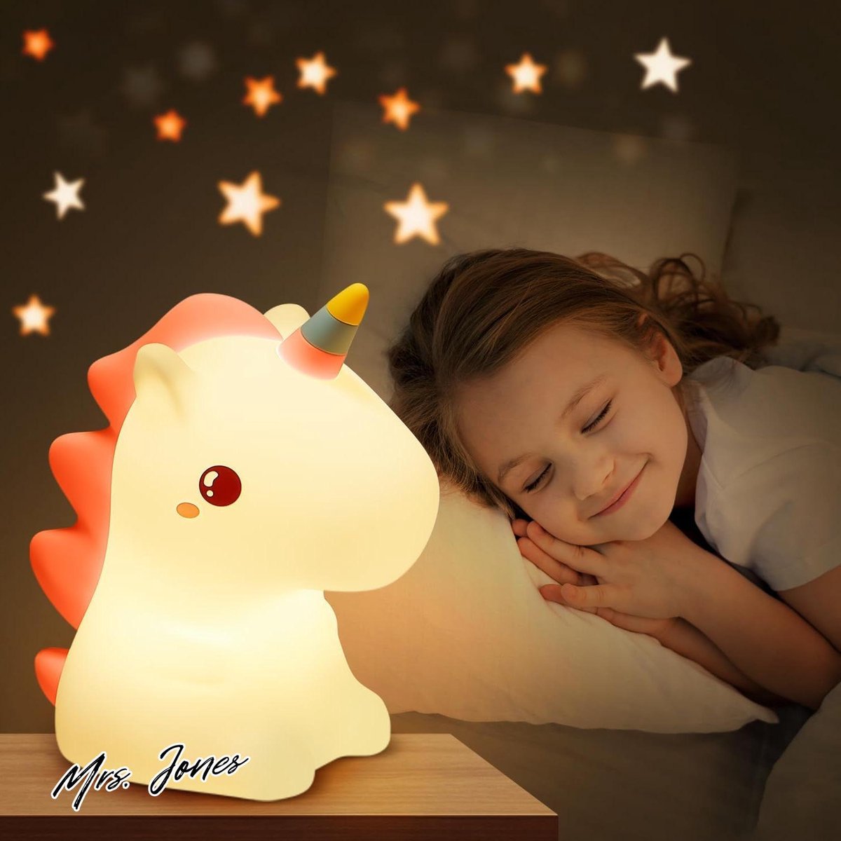 Mrs. Jones Nachtlampje voor kinderen 16 RGB-kleuren dimbaar USB-oplaadbaar eenhoorn cadeaus meisjes kinderkamer lantaarn bedlampje .