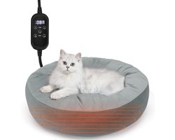 Nobleza Kattenmand - Verwarmd Kattenbed - Verwarmingskussen voor Katten - Met Anti-Skid Bodem en Nekbeschermer - 50x50x18 cm - Grijs Image