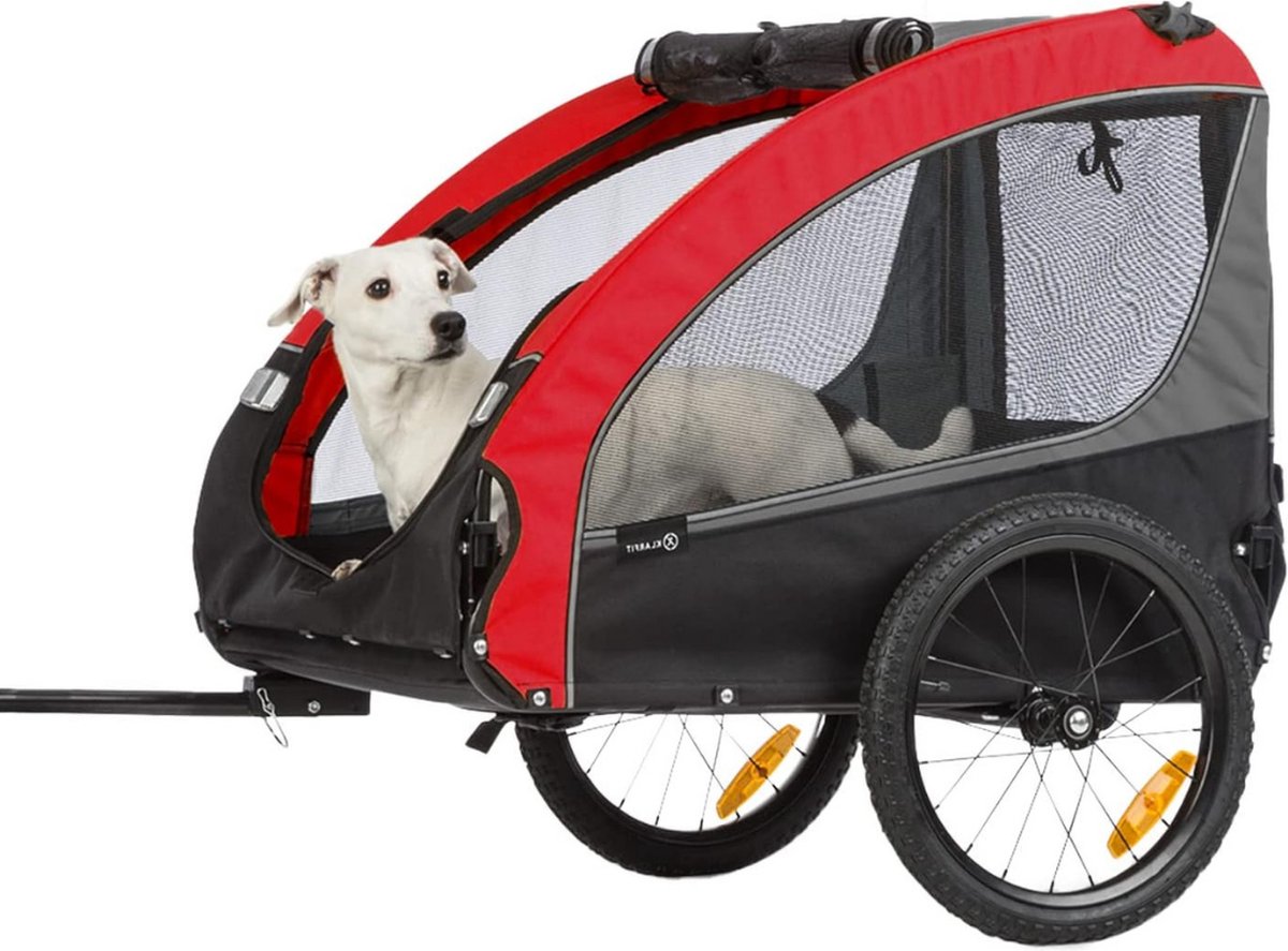 Hondenfietskar - Fietskar Hond - Fietsaanhanger voor Honden tot max. 40 KG - Hondenkar Opvouwbaar – Honden Fietskar – Rood/Zwart