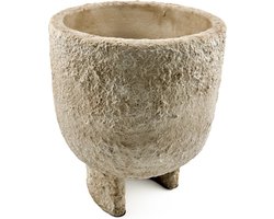 HomeBound by KY | Aardewerk bloempotje beige | plantenbak voor binnen | 11x11x13cm