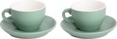 Palmer - Cappuccino kop en schotel - Mat - Colors - 18 cl - Groen - Porselein - Koffiekopjes - 2 stuks