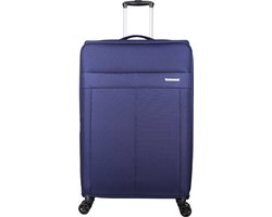 Decent D-UPRIGHT Grote maat koffer 76 × 46 × 32 - Reiskoffer met wielen - Lichtgewicht koffer - Reiskoffer groot - Veilig TSA Cijferslot - Donkerblauw