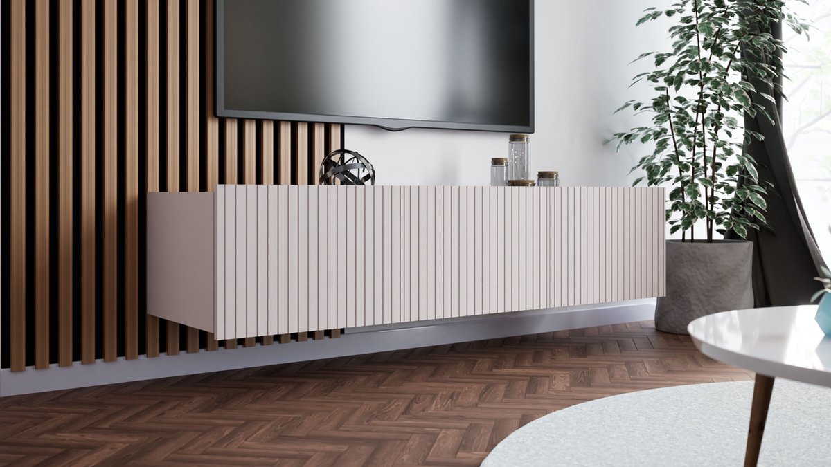 Promeubels Tv meubel Kingston - Kasjmier (Beige) - 150cm - Tv kast - Hangend of staand