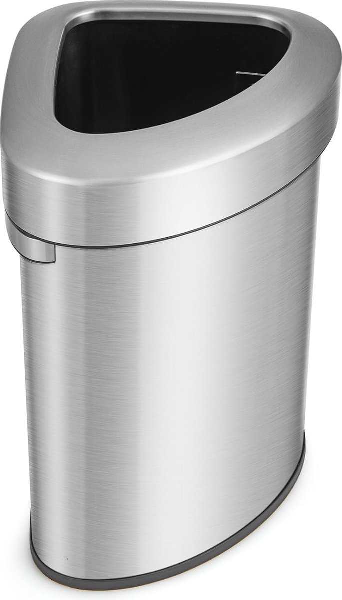 Goedkoopste Ruimtebesparende Driehoekige Vuilnisemmer voor de Keuken - 60 Liter RVS Afvalemmer met Open Bovenkant en Handgrepen
