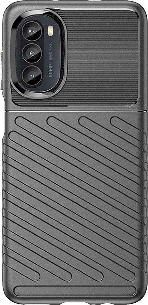 Cazy hoesje geschikt voor Motorola Moto G82 - Siliconen Hoesje met Grip - Zwart