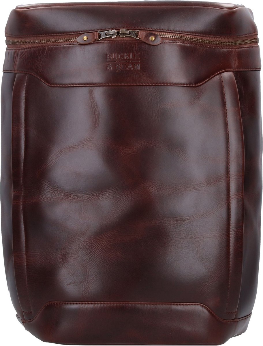BUCKLE & SEAM Leren Vrije tijd rugzak Rugzak met laptopvak Siwa Dot Leather Backpack Brown Donkerbruin
