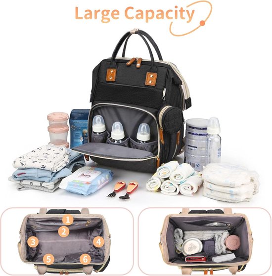 Grote Waterdichte Luierrugzak voor Moeder - Polyester Luiertas met Hog Grote Waterdichte Luierrugzak voor Moeder - Polyester Luiertas met Hog