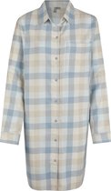 By Louise Dames Pyjama Nachthemd Lang Flanel Geruit Blauw - Maat S