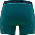 Vue arrière d'un boxer Bamboo Basics vert pétrole profond avec ceinture élastique bleu-vert.