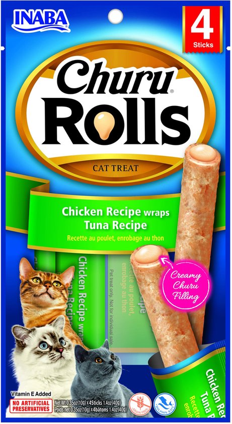 Inaba Churu Rolls - Kattensnack - Kip Tonijn 58 g