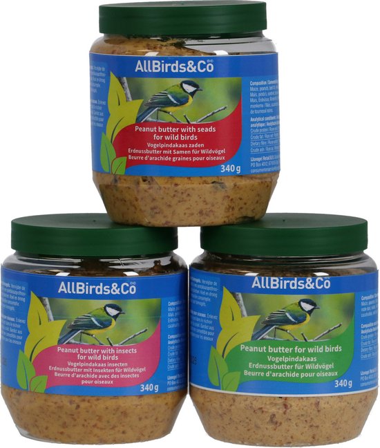 Beurre de cacahuète pour oiseaux Allbirds&Co - Nourriture pour oiseaux de jardin - 340 g