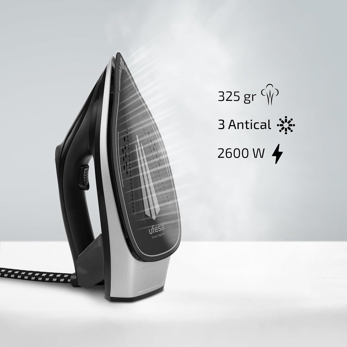 Ufesa Digital Care Stoomgenerator – 2600W – 7 Bar – 325g Stoomstoot – 1,5L Watertank – Digitaal Display – Verticaal Stomen – Anti-Kalk — afbeelding 2