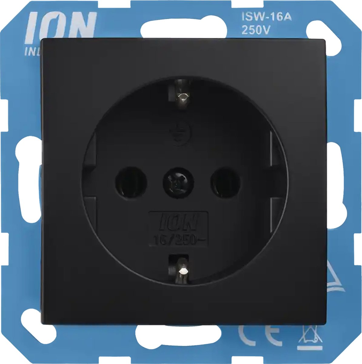 ION industries stopcontact met randaarde en kinderbeveiliging - E1 mat zwart (10.302.216) - wandcontactdoos