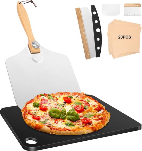 Foto: Inovra pizzabakset met stalen bakplaat schuif snijder en meer voor oven en grill