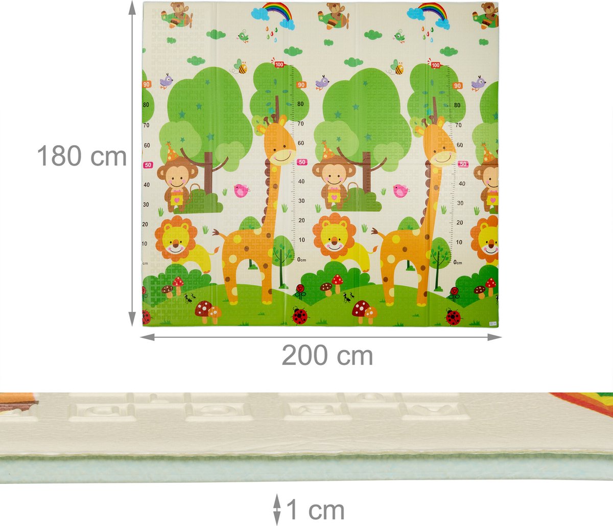 Speelmat - 200x180 cm - opvouwbaar - dieren - met tas - afwasbaar – foto 3