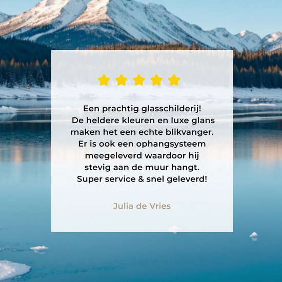 MuchoWow® Peinture sur verre 160x120 cm - Peinture sur verre acrylique - Paysage - Hiver - Lac - Montagnes - Vue - Glace - Photo sur verre - Décoration murale salon - Décoration murale chambre - Peintures